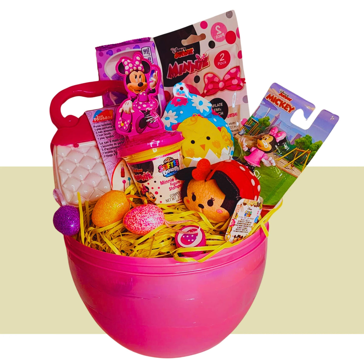 Pre-Filled Easter Basket with Plush Toy Candy and Reusable Egg Container E994
