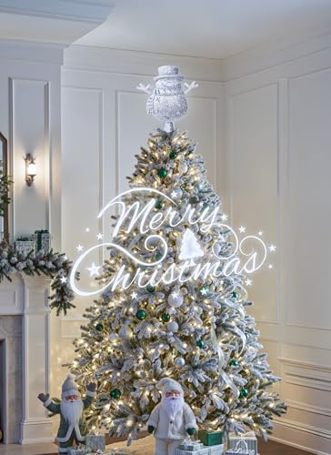 Christmas Tree Topper with 3D Glitter LED Snowflake Projector Lights P4099