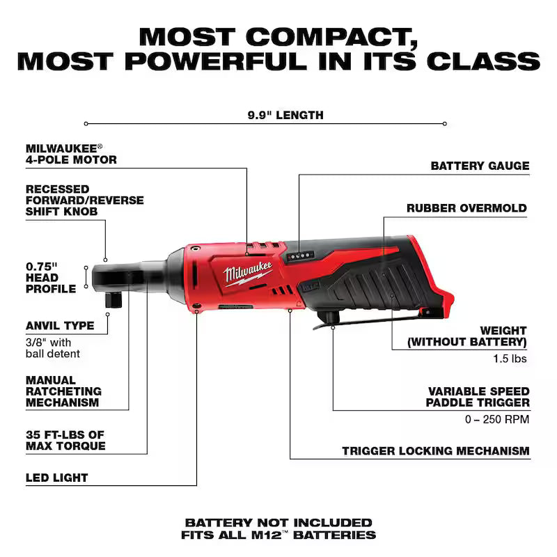 12V Cordless 3/8 in. Ratchet with 4.0 Ah Starter Kit O917