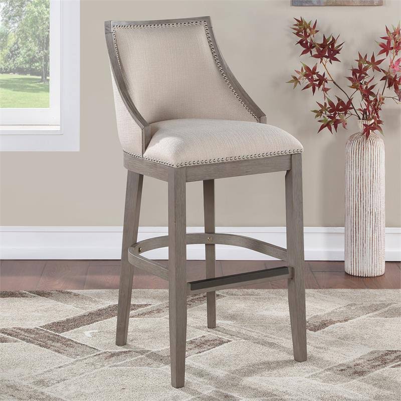 Solid Wood Driftwood Gray Bar Stool J863