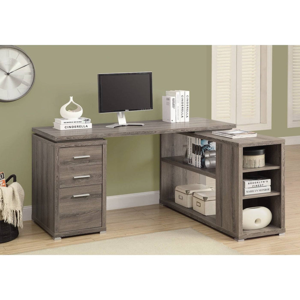 60x22 Mink Gray L-Shaped Computer Desk Q81924