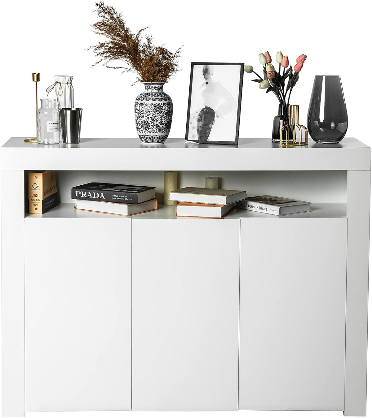 White 51.2 L × 13.8 W × 38.2 H Sideboard with Led Lights K686
